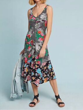 Anthropologie | Maeve Violette Floral Mixed Print Dress